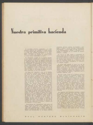 Nuestra primitiva hacienda