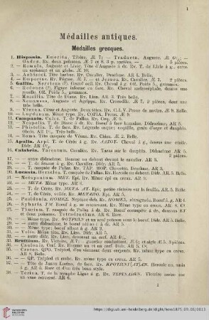 Médailles antiques (No. 1 - 862)