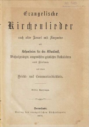 Evangelische Kirchenlieder nach alter Lesart