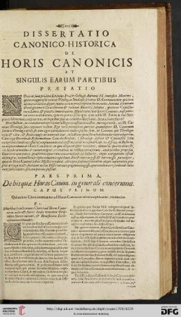 Dissertatio Canonica-historica de Horis Canonicis