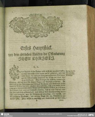 Erstes Hauptstück. von dem göttlichen Ansehen der Offenbarung Jesu Christi