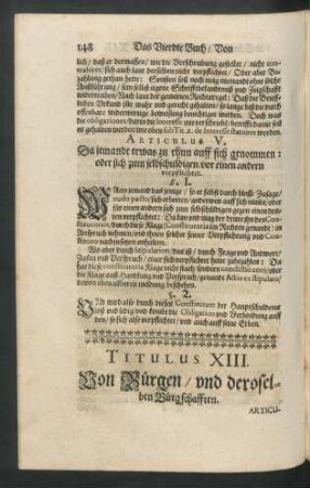Titulus XIII. Von Bürgen/ und deroselben Bürgschafften.