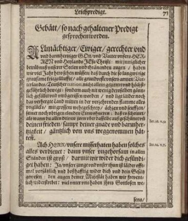 Gebätt/ so nach gehaltener Predigt gesprochen worden.