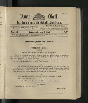 No. 141, 3. Juli 1920