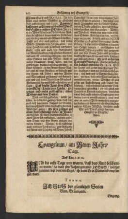 Evangelium/ am Neuen Jahrs-Tage. ...