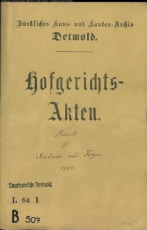 Bunte, Bartold in Lage gegen Niebuhr und Feger zu Hardissen und die Brandingsche zu Ehrentrup