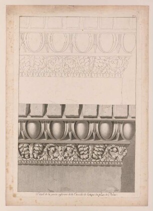 Gebälk der Attika, Nerva-Forum, Rom (Moreau, Fragmens, 1820, Taf. 7)
