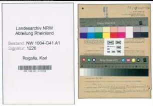 Entnazifizierung Karl Rogalla , geb. 10.01.1895 (Polizist)