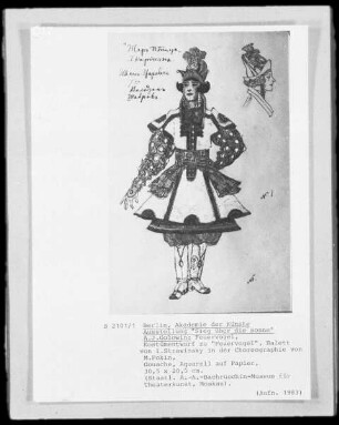 Kostümentwurf zu "Feuervogel", Balett von I. Strawinsky in der Choreographie von M. Fokin