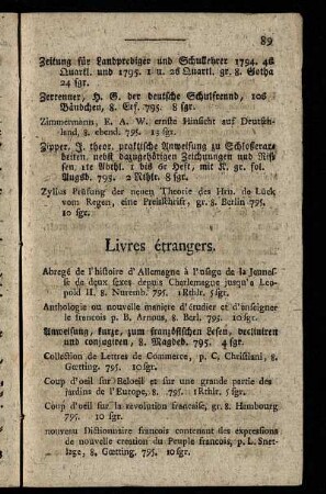 Livres étrangers.
