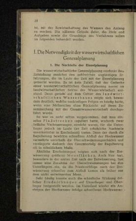 I. Die Notwendigkeit der wasserwirtschaftlichen Generalplanung