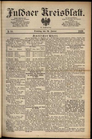 Erste Ausgabe vom Dienstag, den 24. Januar 1899.