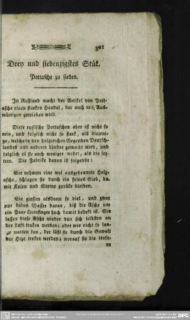 Drey und siebenzigstes Stük. Pottasche zu sieden