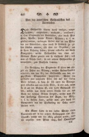 Von den innerlichen Geschwülsten des Unterleibes - Von den Geschwülsten der Gallenblase.