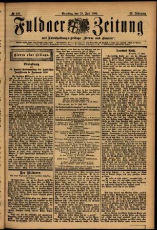 Erste Ausgabe vom Samstag, den 18. Juli 1896.