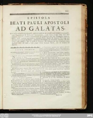 Epistola Beati Pauli Apostoli Ad Galatas.