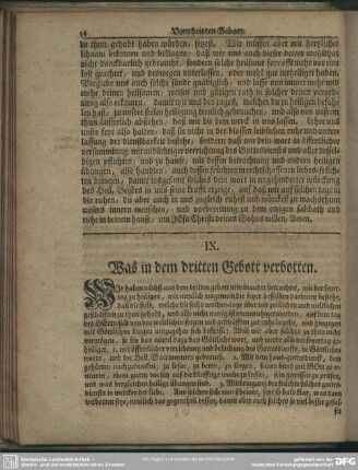IX. Was in dem dritten Gebott verbotten