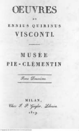 Musée Pie-Clémentin. Vol. II., Titelblatt