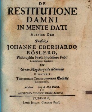 De restitutione damni in mente dati