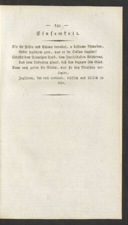 Einsamkeit.