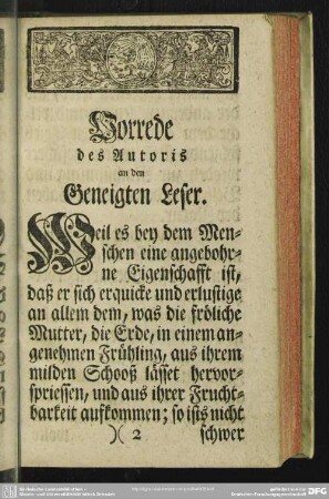 Vorrede des Autoris