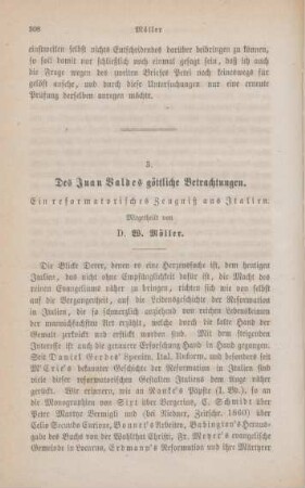 308-344 Des Juan Valdes göttliche Betrachtungen : ein reformatorisches Zeugniß aus Italien