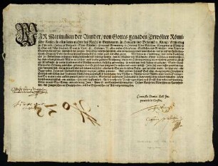 Urkunde Maximilian II., Römischer König, Wien, 2.6.1576