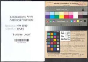 Entnazifizierung Josef Schiefer , geb. 31.10.1876 (Installateurmeister)