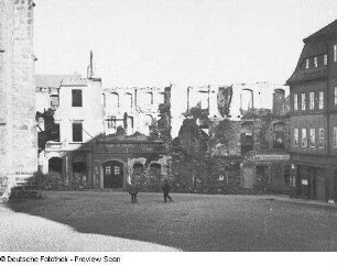 Bautzen. Fleischmarkt. Blick gegen die Ruinen an der Ostseite