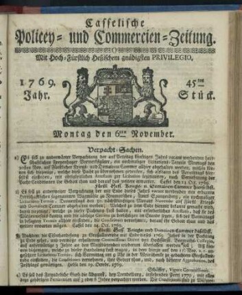 45tes Stueck, Montag den 6ten November 1769