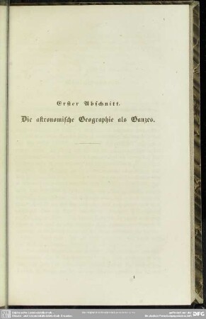 Erster Abschnitt. Die astronomische Geographie als Genzes