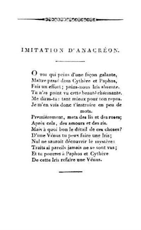 Imitation d' Anacréon