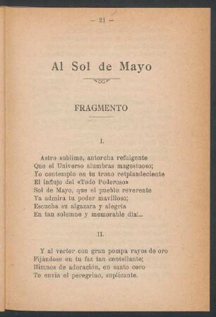 Al Sol de Mayo : Fragmento
