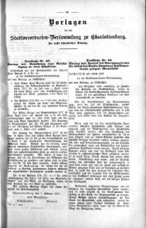 In nicht öffentlicher Sitzung (65,66.), 13. Februar 1907