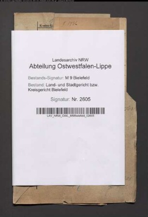 Erblasser: Bacmeister, Adolf: Nachlassregulierung