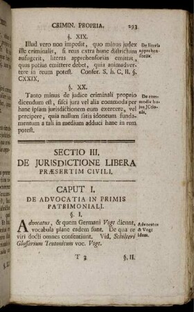 Sectio III. De Jurisdictione lebera Præsertim Civili.