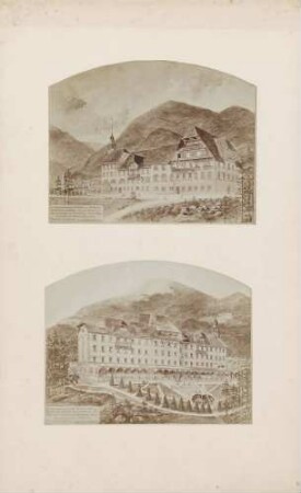 Ansichten der Südost- und Ostfassade und der Süd- und Westfassade der Heilstätte für weibliche Lungenkranke der Landesversicherungsanstalt Baden in Marzell-Friedrichsheim