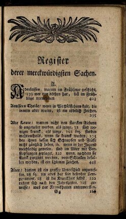 Register derer merckwürdigsten Sachen.