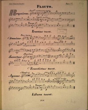 Requiem in Es mit Libera : für gemischten vierstimmigen Chor und Orchester nebst ausgesetzter Orgel als Direktions-Stimme : opus 37