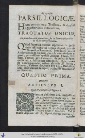 Pars II. Logicae.