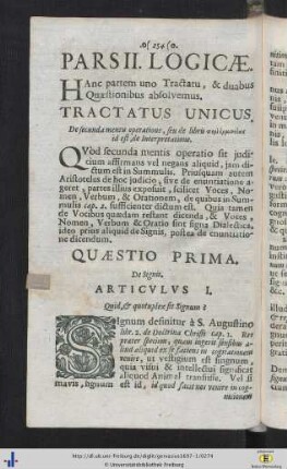 Pars II. Logicae.