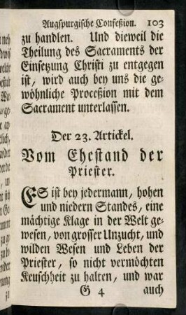 103-116, Der 23. Artickel. Vom Ehestand der Priester.