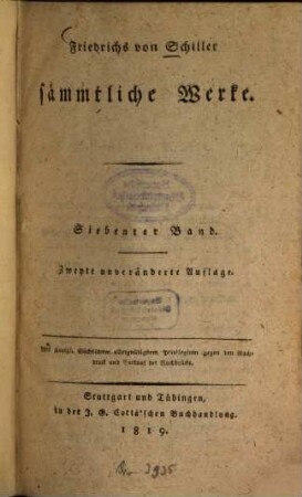 Friedrich von Schiller's sämmtliche Werke, 7