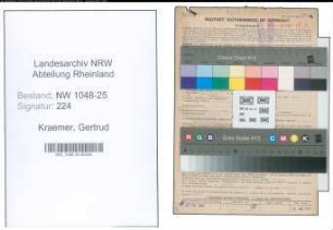 Entnazifizierung Gertrud Kraemer , geb. 22.01.1910 (Geschaeftsfuehrerin)