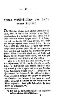 Etwas Geschichtliches von dieser neuen Lehrart