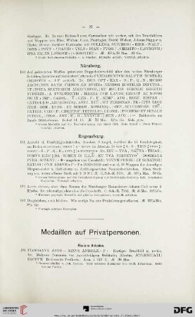 Medaillen auf Privatpersonen (Nr. 184-237)