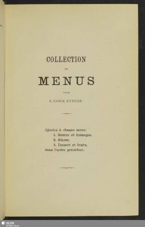Collection des menus