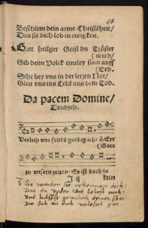 Da pacem Domine/ Deudsch.