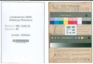 Entnazifizierung Wilhelm Lenzen , geb. 14.12.1902 (Techniker)