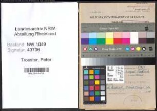 Entnazifizierung Peter Troester , geb. 30.07.1900 (Haendler)